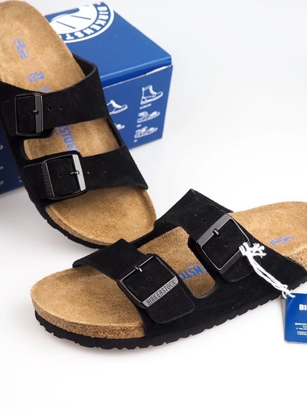 Birkenstock women’s Arizona Suede Double-Buckle Sandal - Black - Picture 3 of 7
